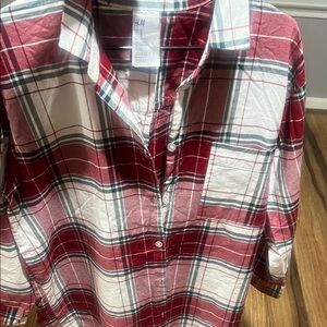 H&M Burgundy and White Checkered Shirt